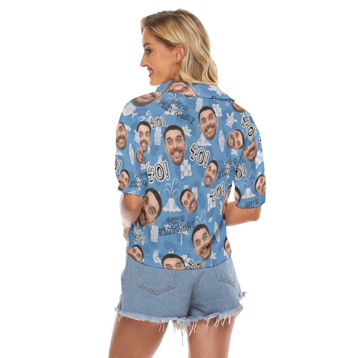 Custom Face Birthday Vintage Aloha Crop Top Shirt For Women