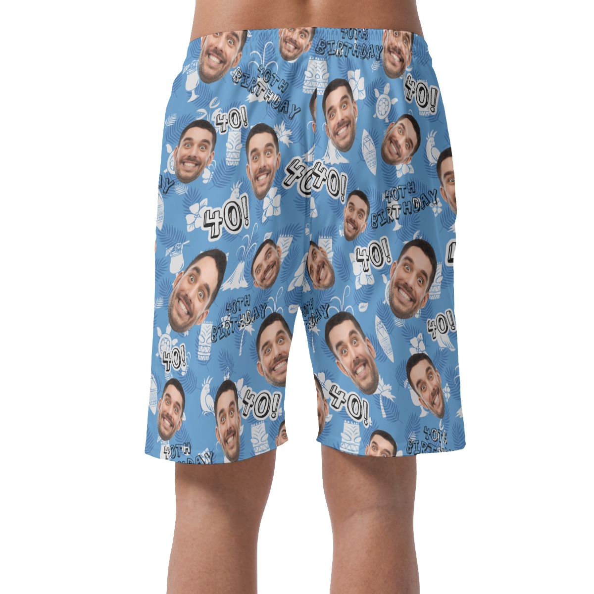 Vintage Custom Face Birthday Hawaiian Beach Shorts For Men
