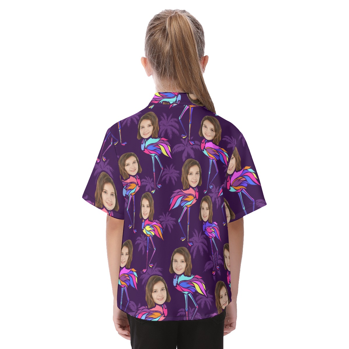 Cute Custom Face Flamingo Hawaiian Shirt For Kids