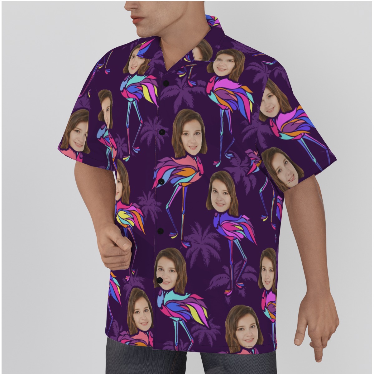 Funny Custom Face Flamingo Hawaiian Shirt
