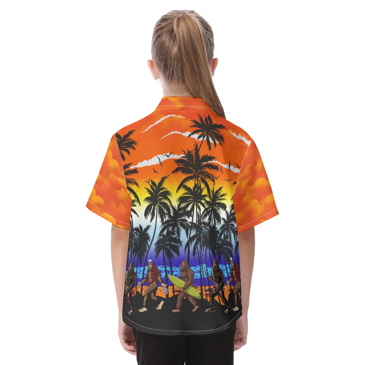 Cute Bigfoot On Beach Hawaiian Shirt For Kids