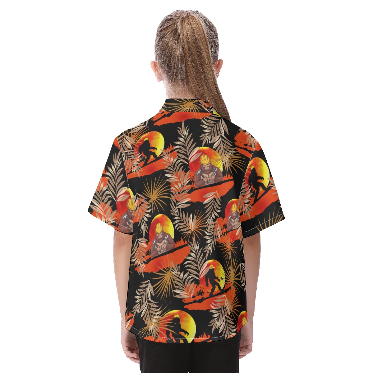 Cute Iron Worker Bigfoot Tropical Aloha Shirt For Kids