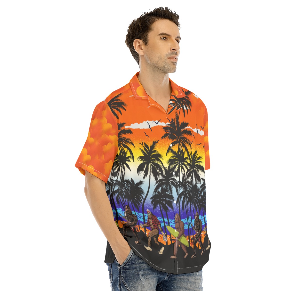 Funny Bigfoot Hawaiian Beach Shirt For Men