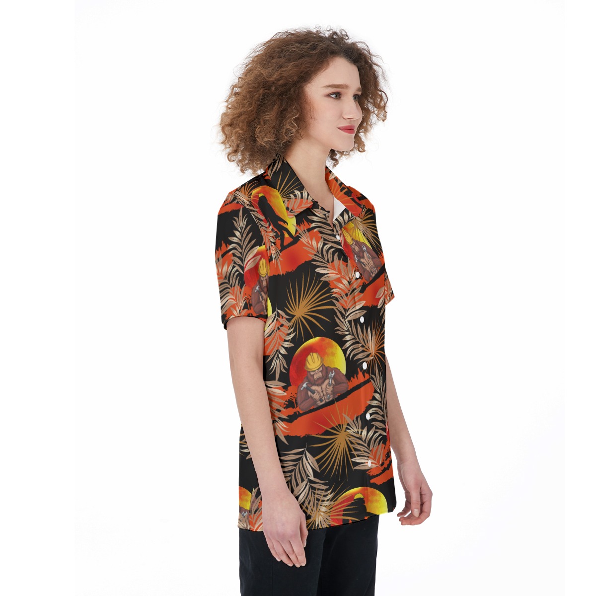 Cool Bigfoot Worker Tropical Hawaiian Shirt For Women