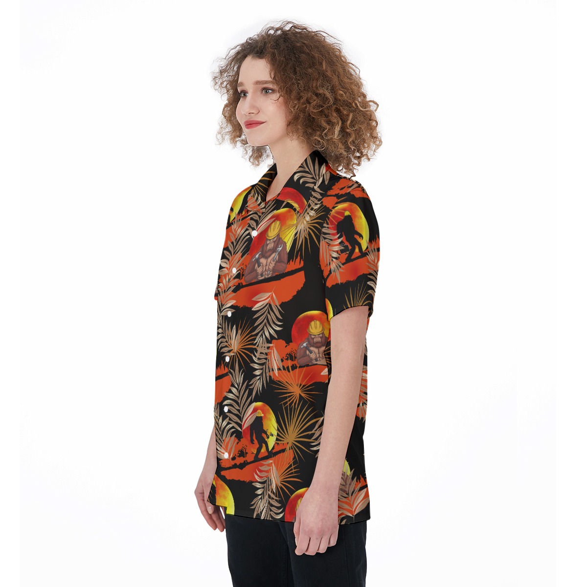 Cool Bigfoot Worker Tropical Hawaiian Shirt For Women