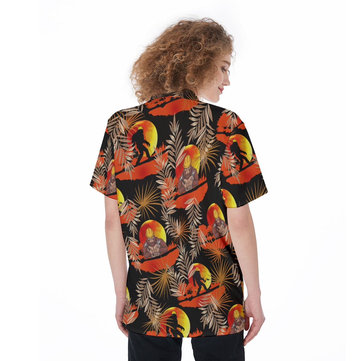 Cool Bigfoot Worker Tropical Hawaiian Shirt For Women