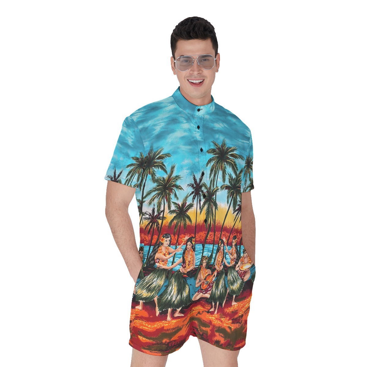 Hula Girls Vintage Hawaiian Romper For Men - variant image 1