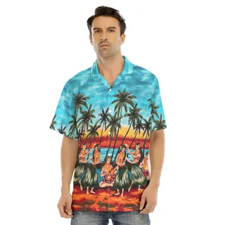 Hula Girls On Beach Vintage Hawaiian Shirt