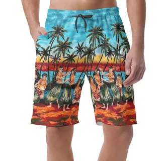 Hula Girls On Beach Aloha Summer Shorts For Men