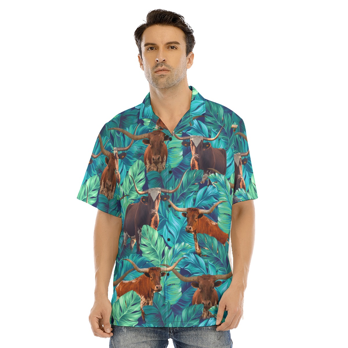 Funny Texas Longhorn Tropical Hawaiian Shirt - variant image 1
