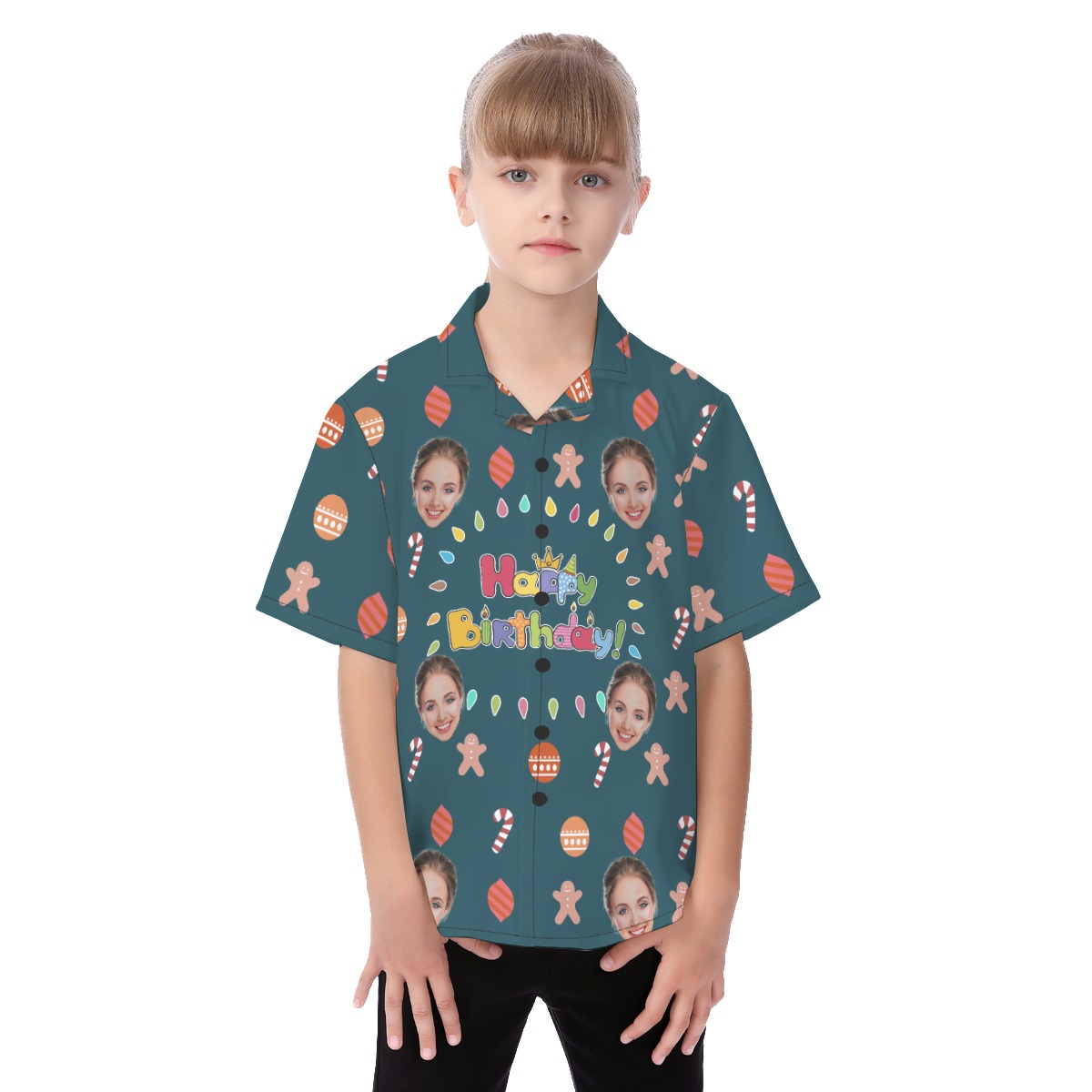 Cute Custom Face Birthday Kid's Hawaiian Shirt - variant image 1