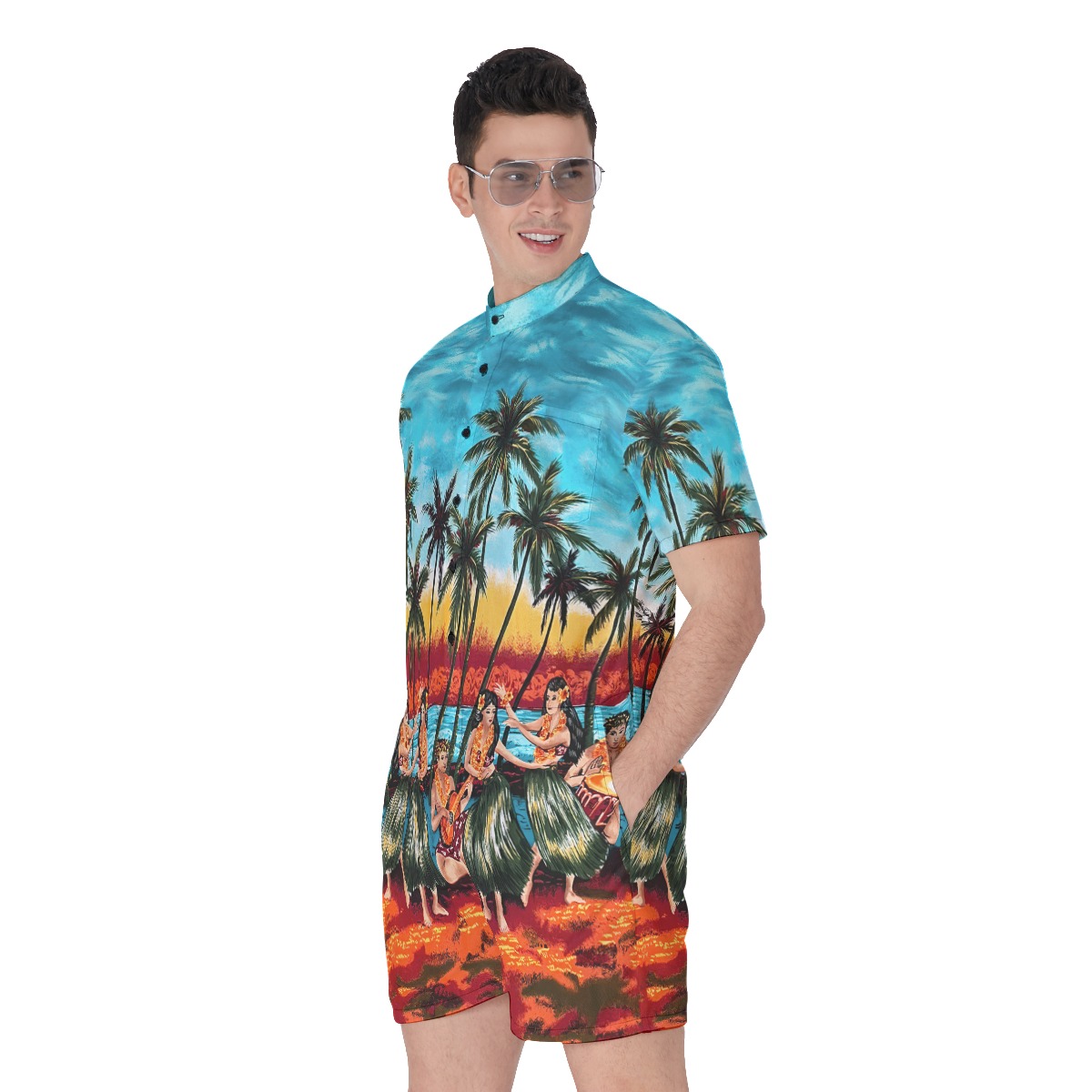 Hula Girls Vintage Hawaiian Romper For Men