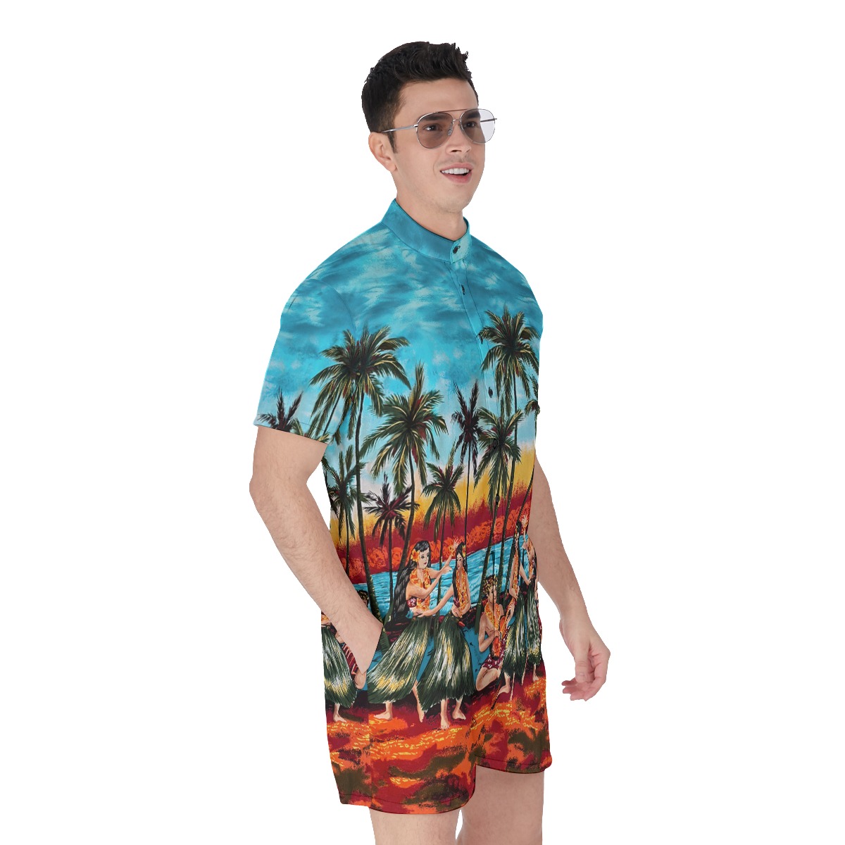 Hula Girls Vintage Hawaiian Romper For Men