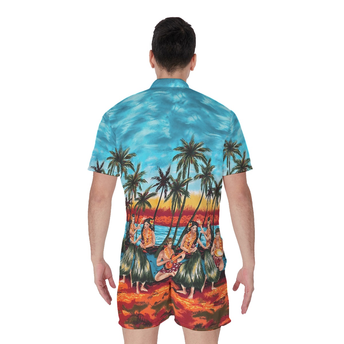 Hula Girls Vintage Hawaiian Romper For Men