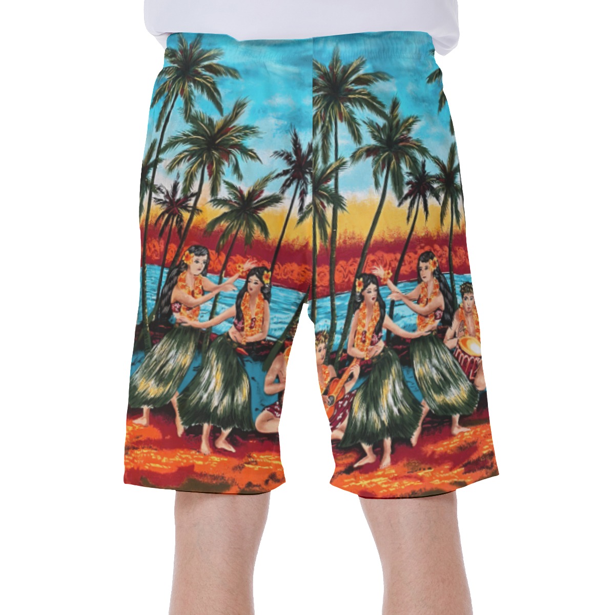 Vintage Hula Girls On Beach Hawaiian Swim Trunks For Men