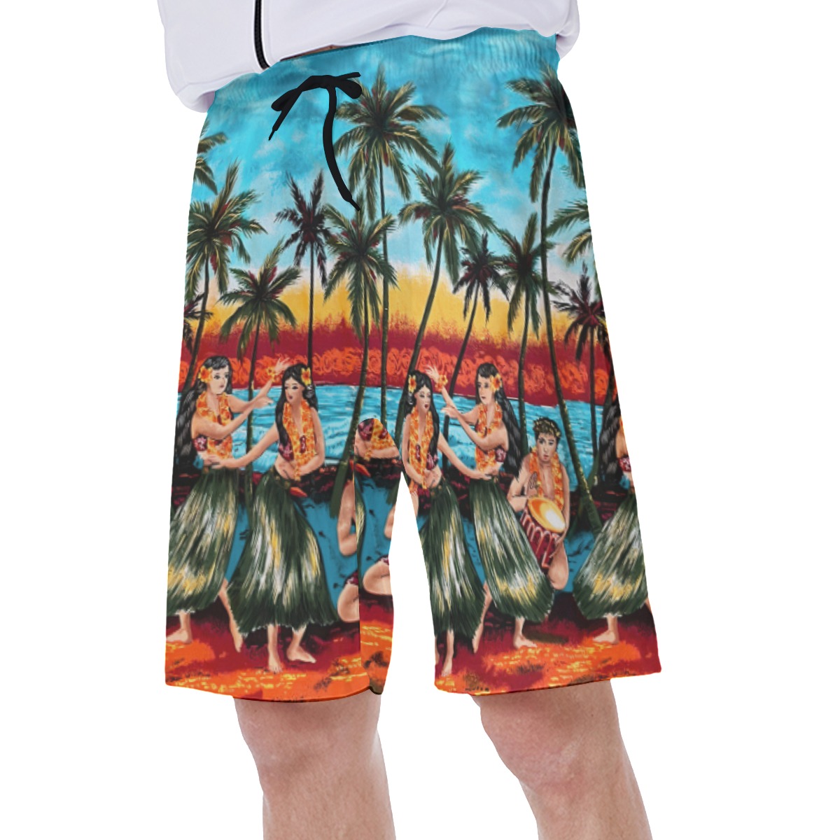 Vintage Hula Girls On Beach Hawaiian Swim Trunks For Men