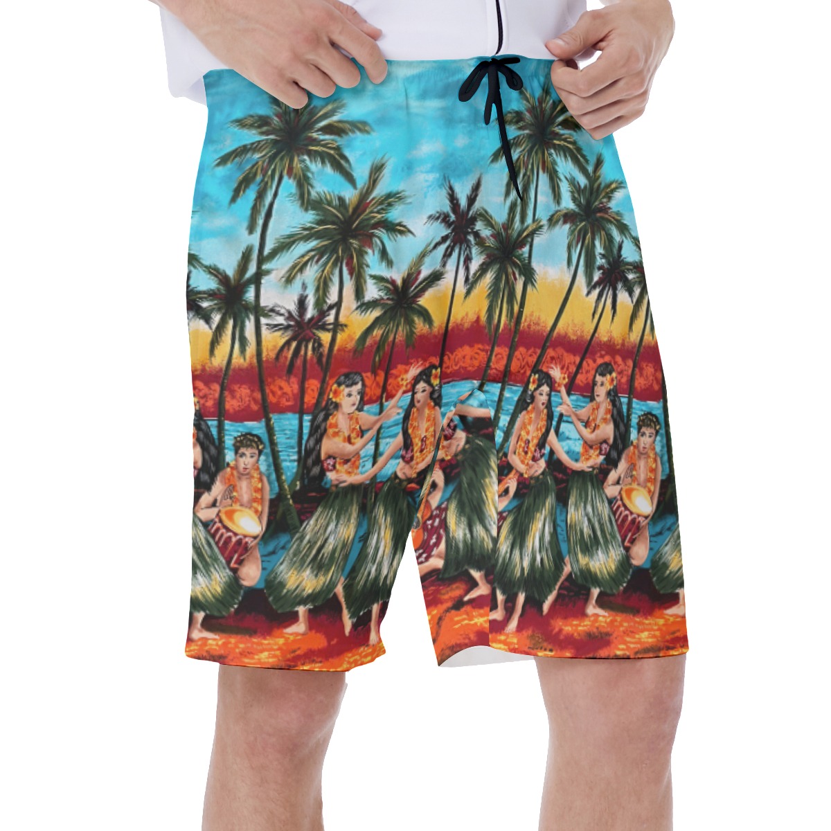 Vintage Hula Girls On Beach Hawaiian Swim Trunks For Men