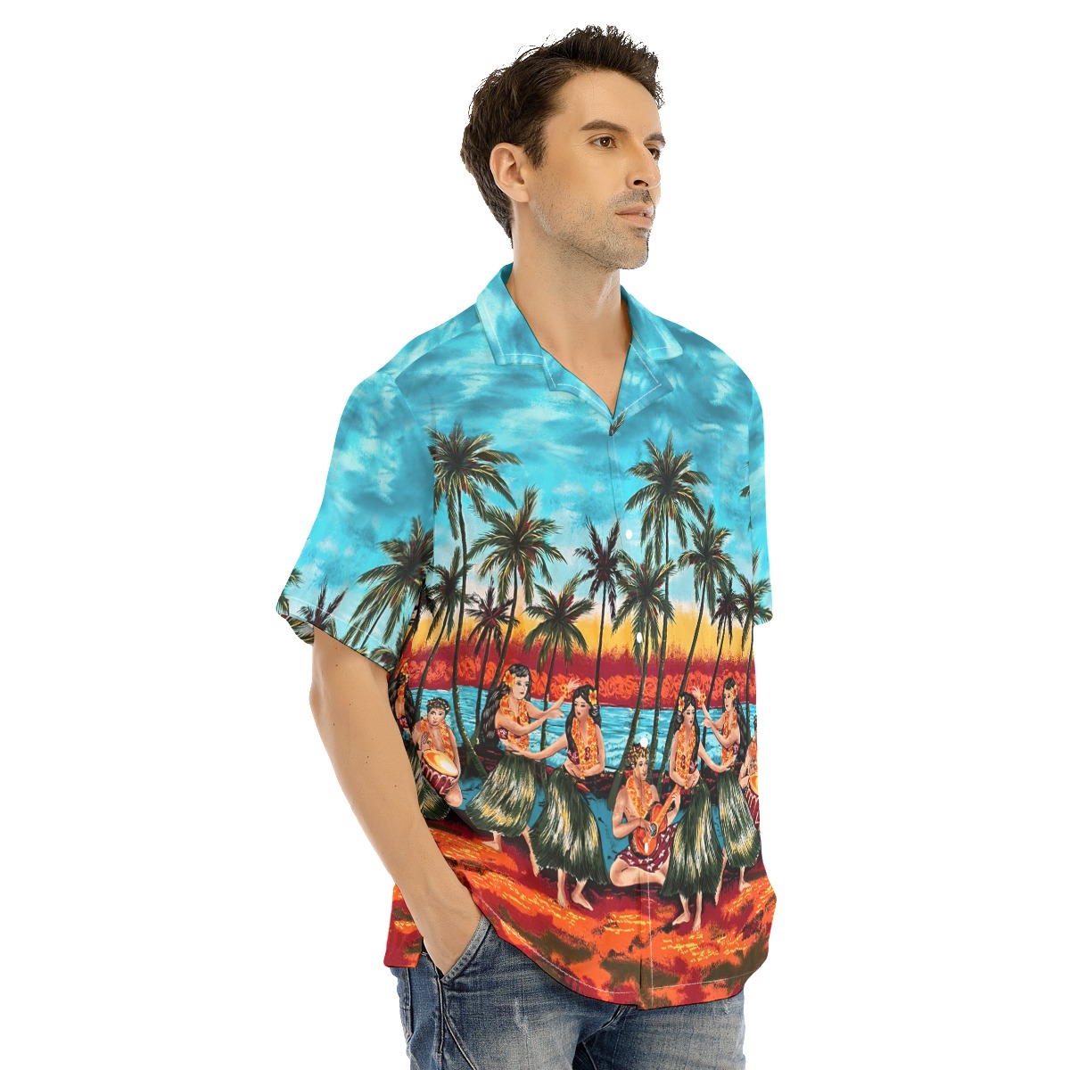 Hula Girls On Beach Vintage Hawaiian Shirt
