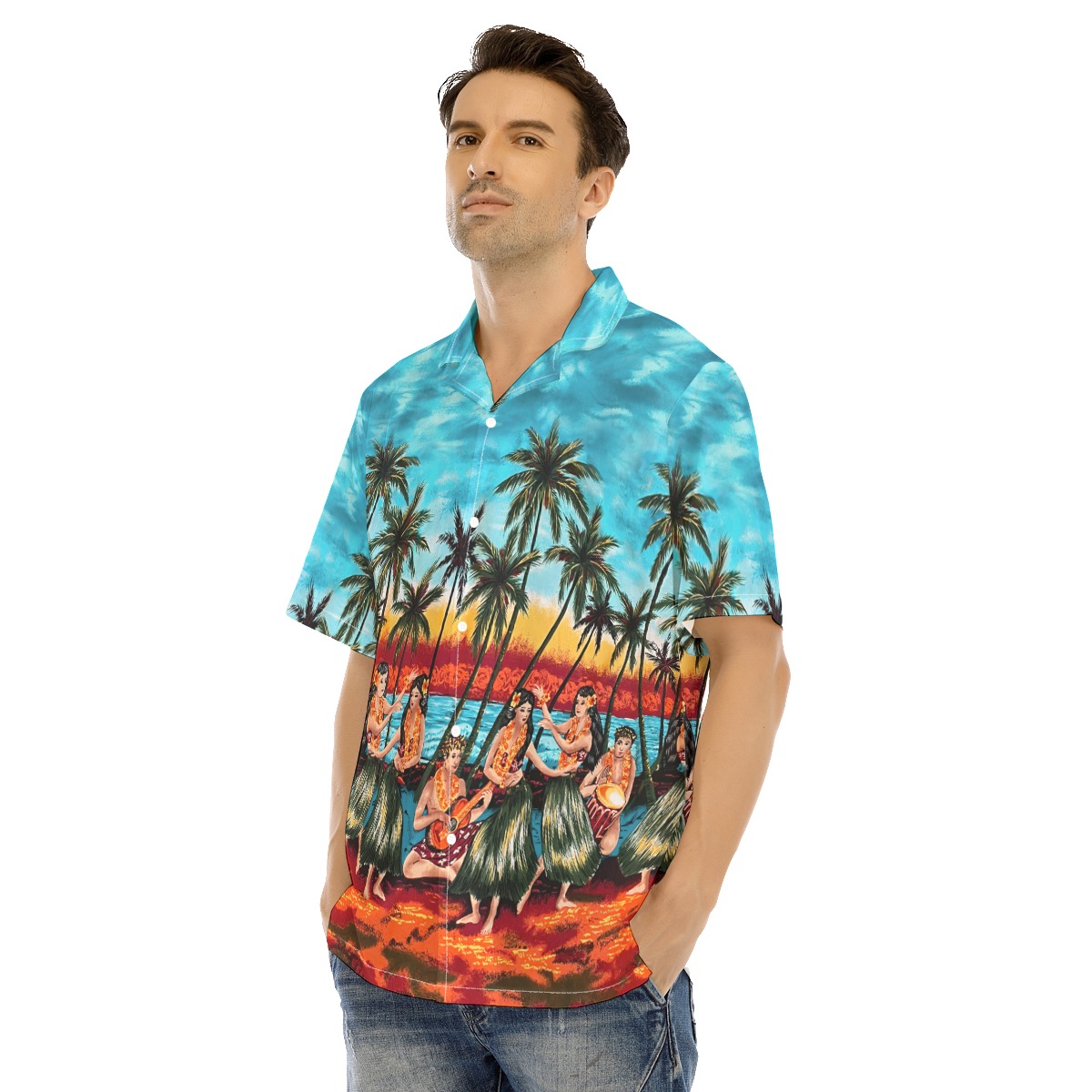 Hula Girls On Beach Vintage Hawaiian Shirt