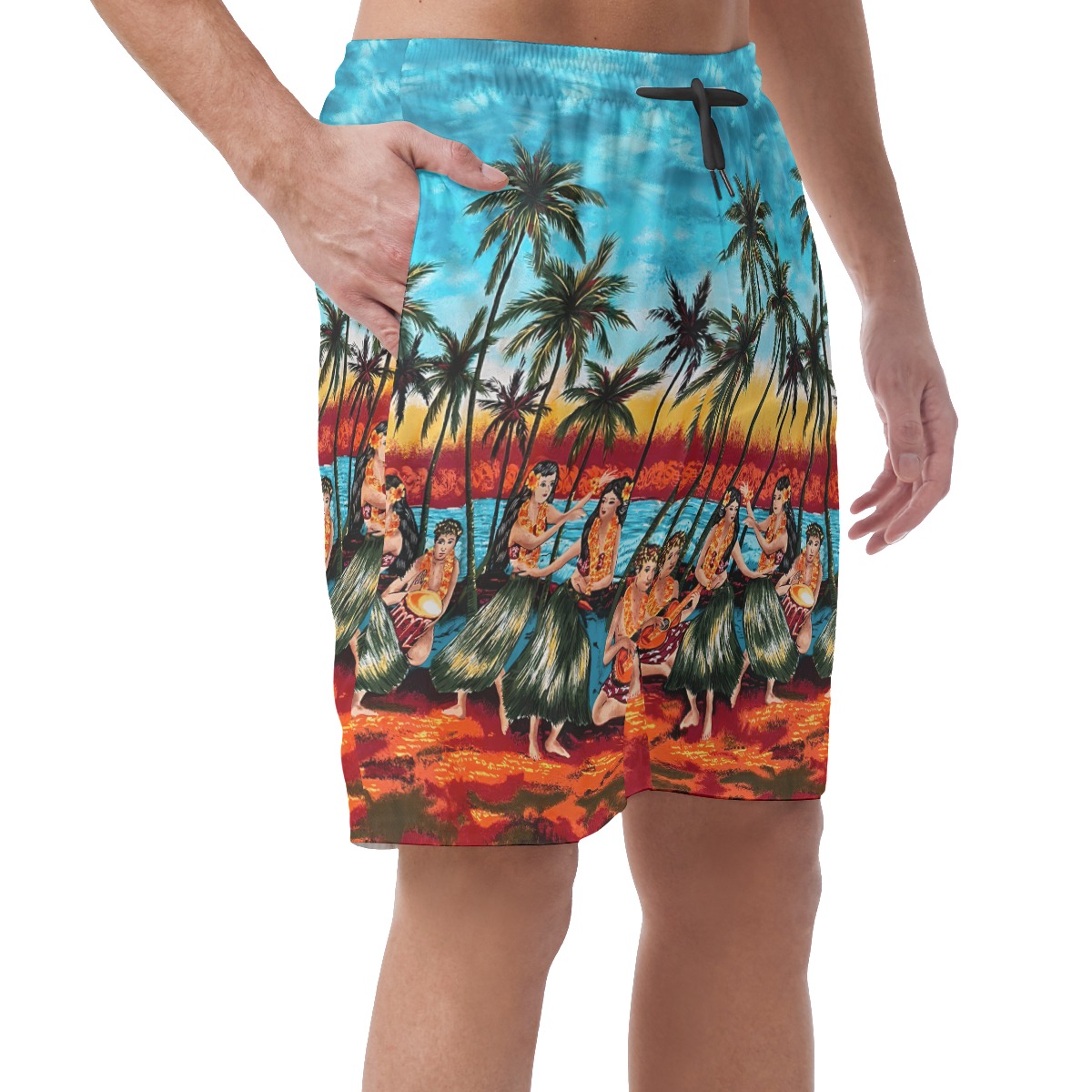Hula Girls On Beach Aloha Summer Shorts For Men
