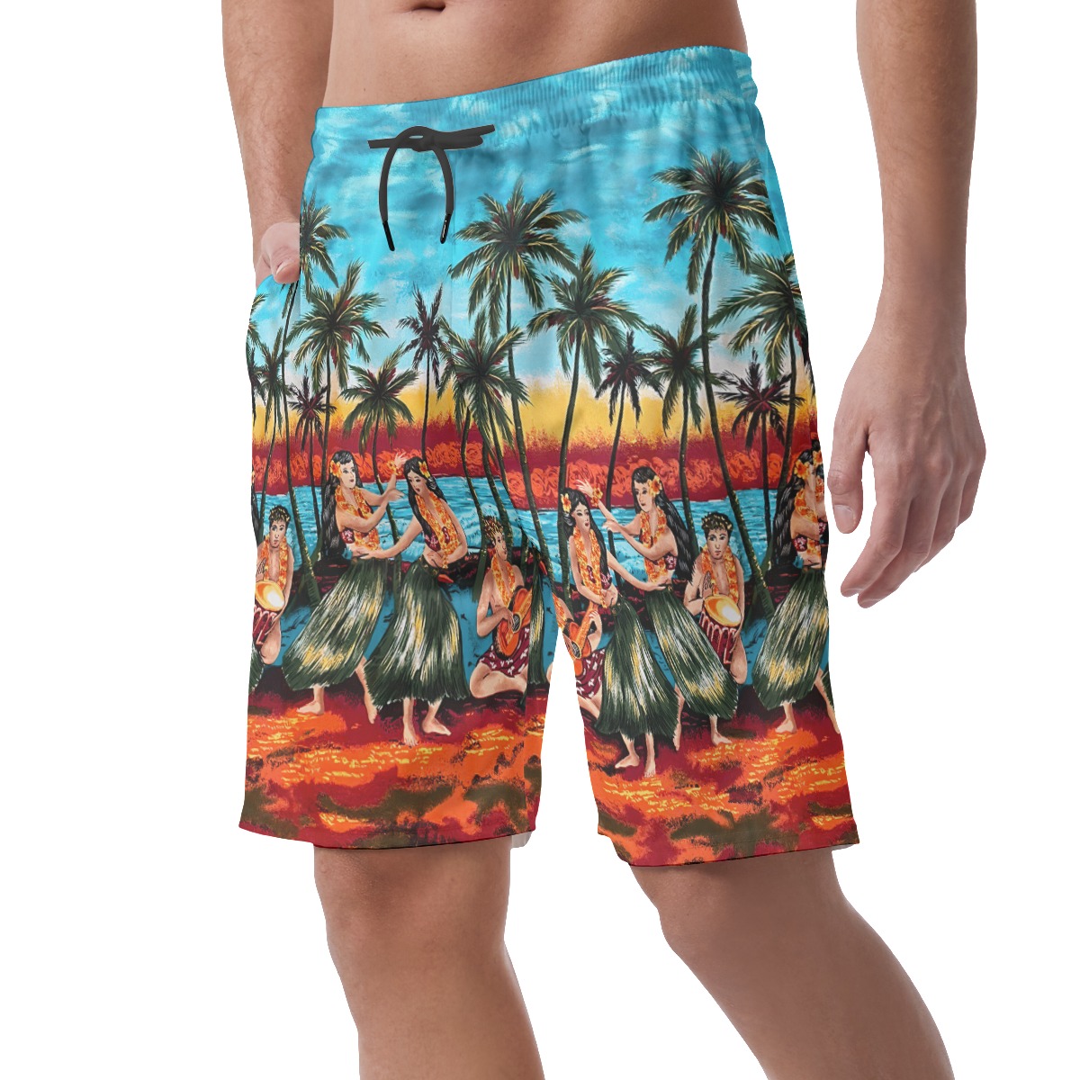 Hula Girls On Beach Aloha Summer Shorts For Men