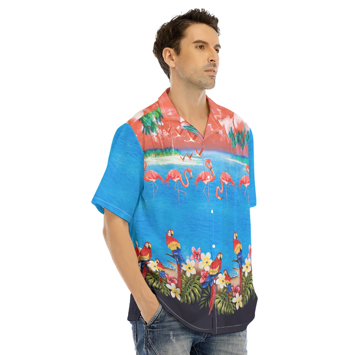 Tropical Flamingo And Parrots Hawaiian Shirt