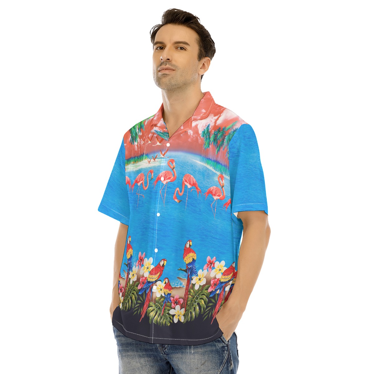 Tropical Flamingo And Parrots Hawaiian Shirt