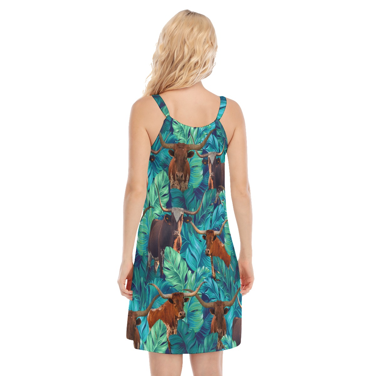 Tropical Texas Longhorn Aloha Cami Dress For Women