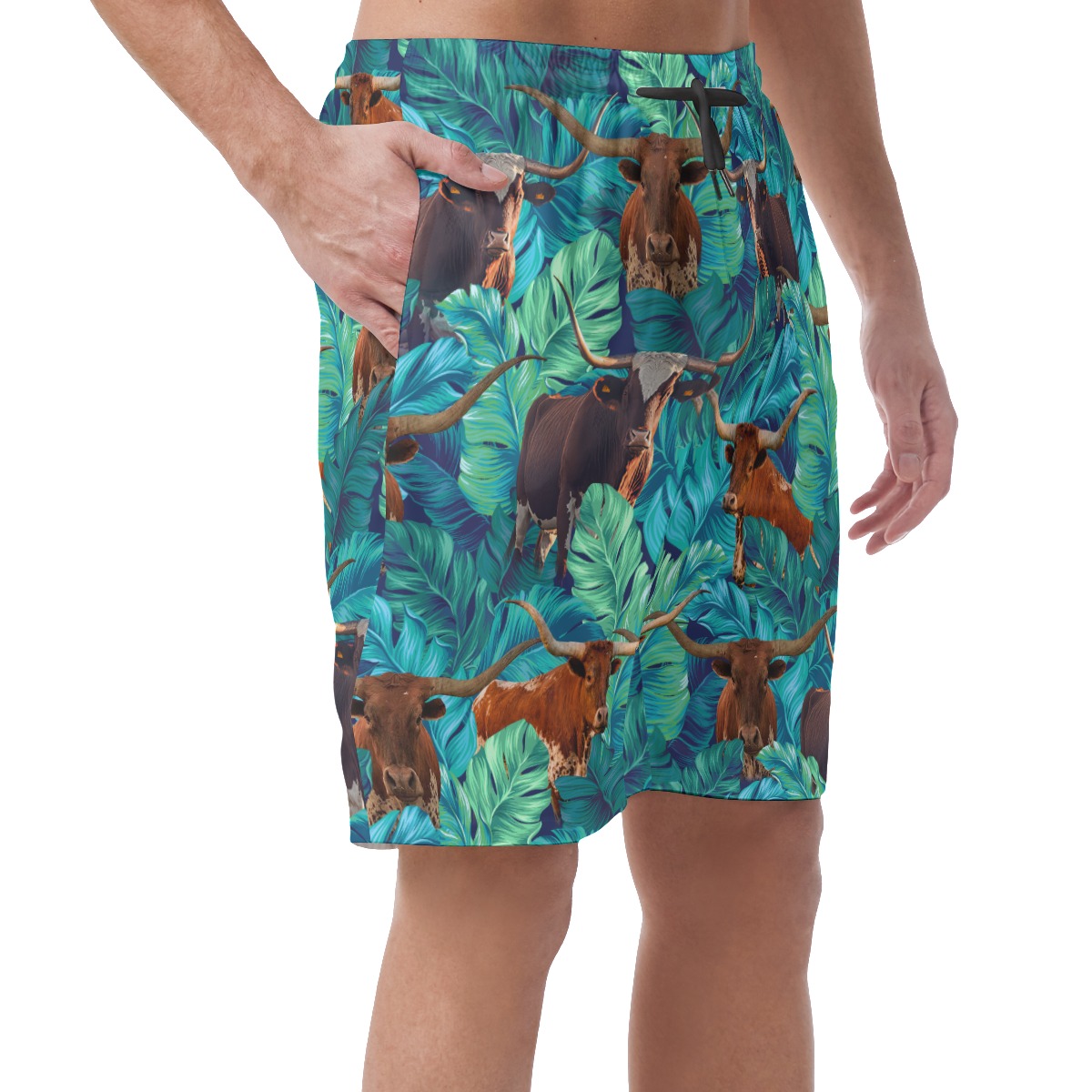 Funny Longhorn Cow Hawaiian Summer Shorts For Men