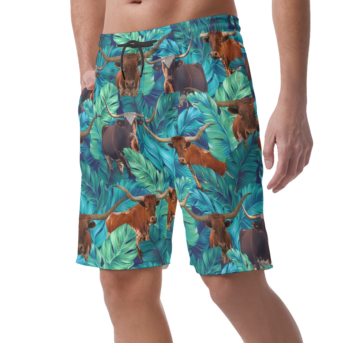 Funny Longhorn Cow Hawaiian Summer Shorts For Men