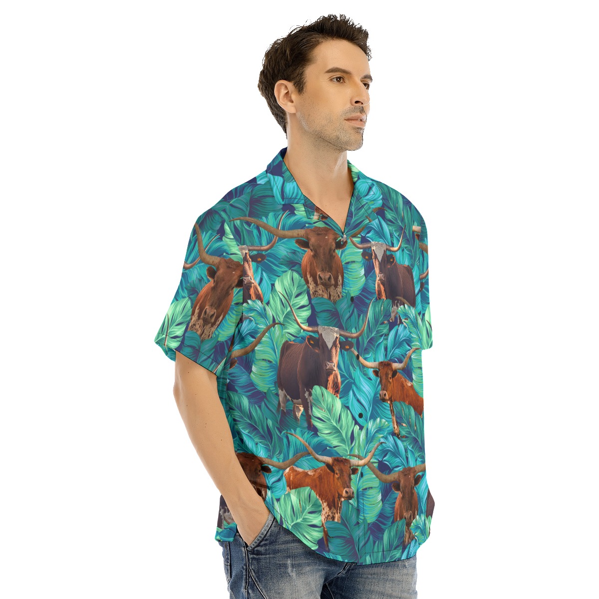Funny Texas Longhorn Tropical Hawaiian Shirt