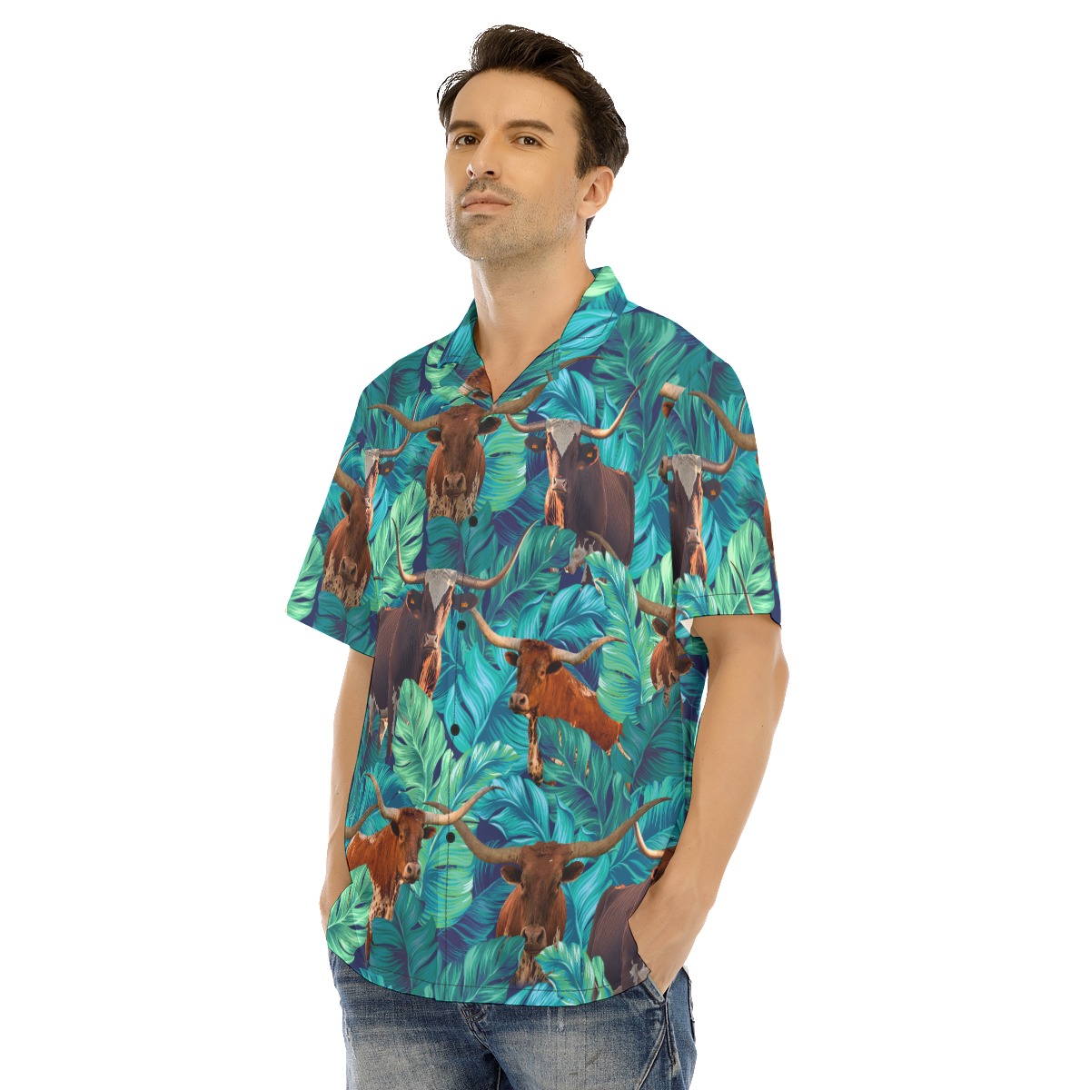 Funny Texas Longhorn Tropical Hawaiian Shirt