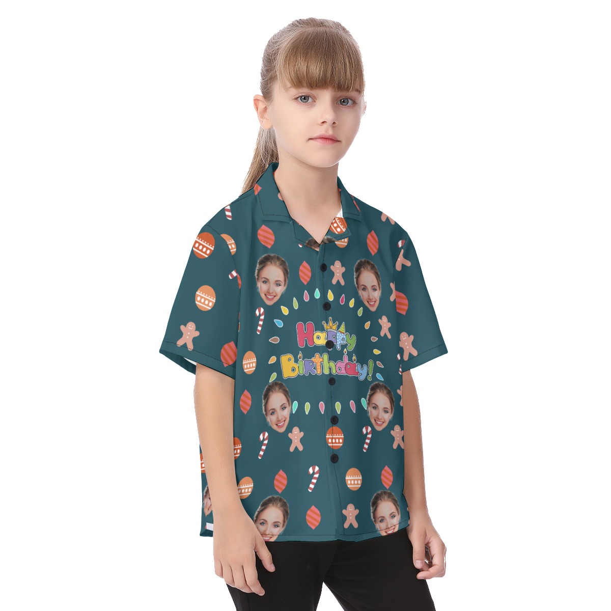 Cute Custom Face Birthday Kid's Hawaiian Shirt