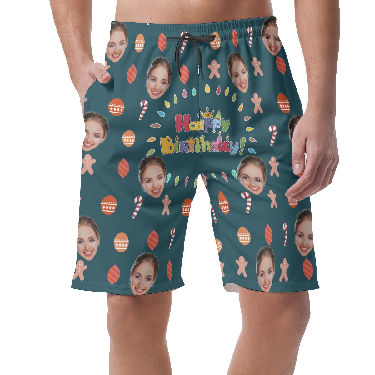 Funny Custom Face Happy Birthday Hawaiian Summer Shorts For Men - variant image 1