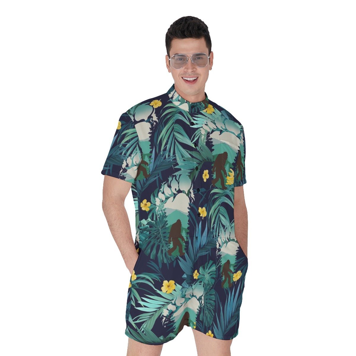 Bigfoot Tropical Men's Hawaiian Romper - variant image 1