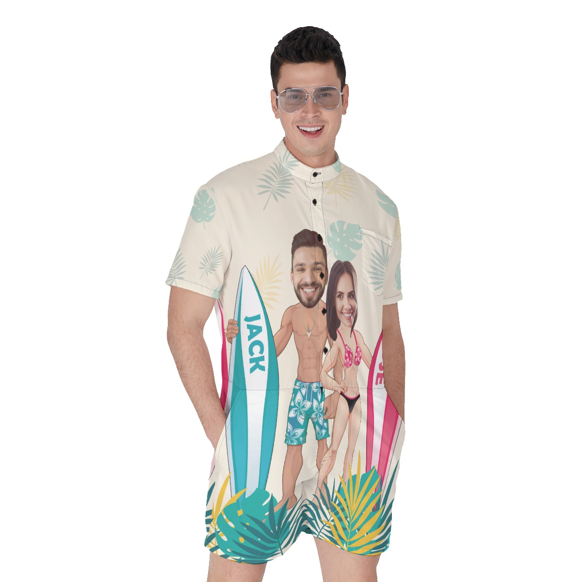 Unique Custom Couples Hawaiian Romper - variant image 1