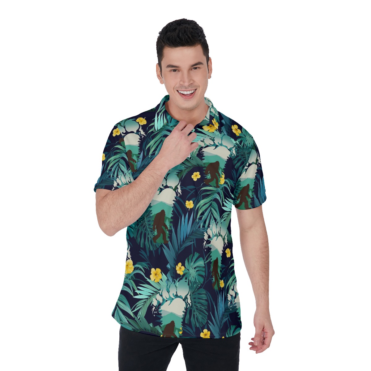 Big Foot Tropical Leaf Men's Polo Shirt - variant image 1