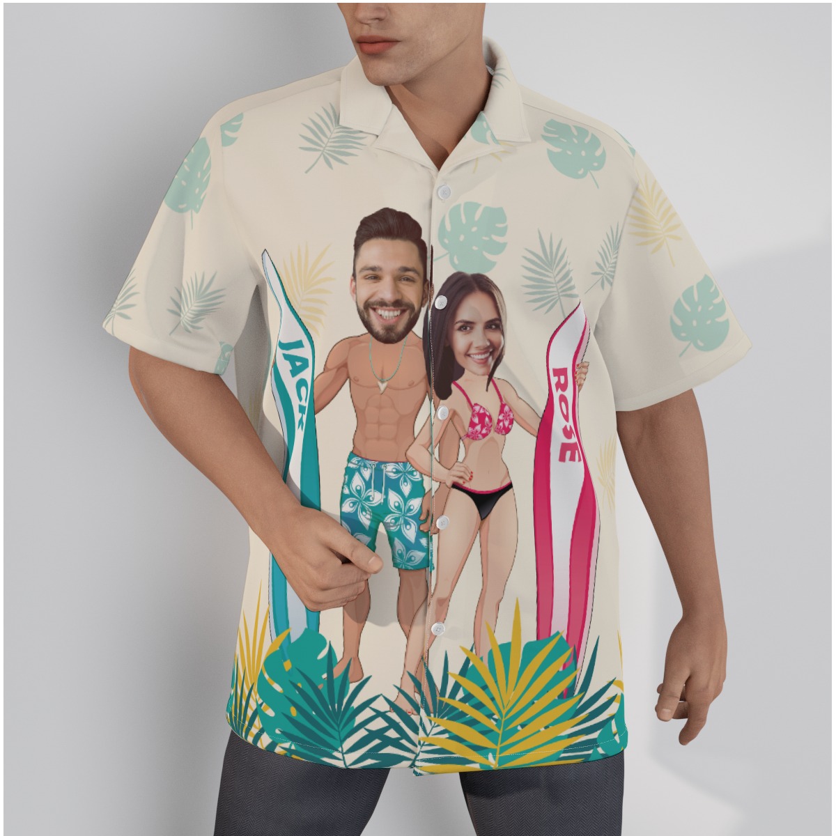 Funny Personalized Face And Name Hawaiian Shirt For Couples - variant image 1