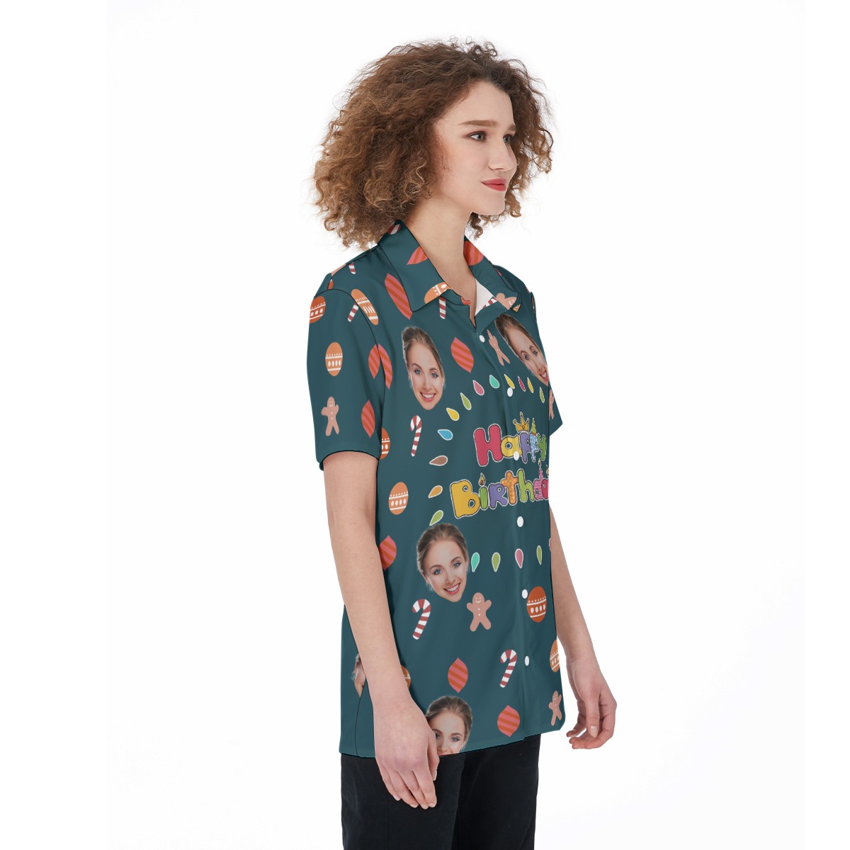 Funny Customized Birthday Women's Hawaiian Shirt With Face