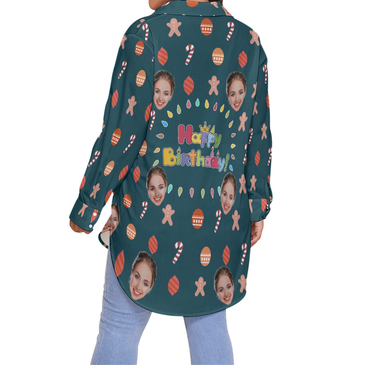 Funny Custom Face Birthday Women's Hawaiian Plus Size Shirt