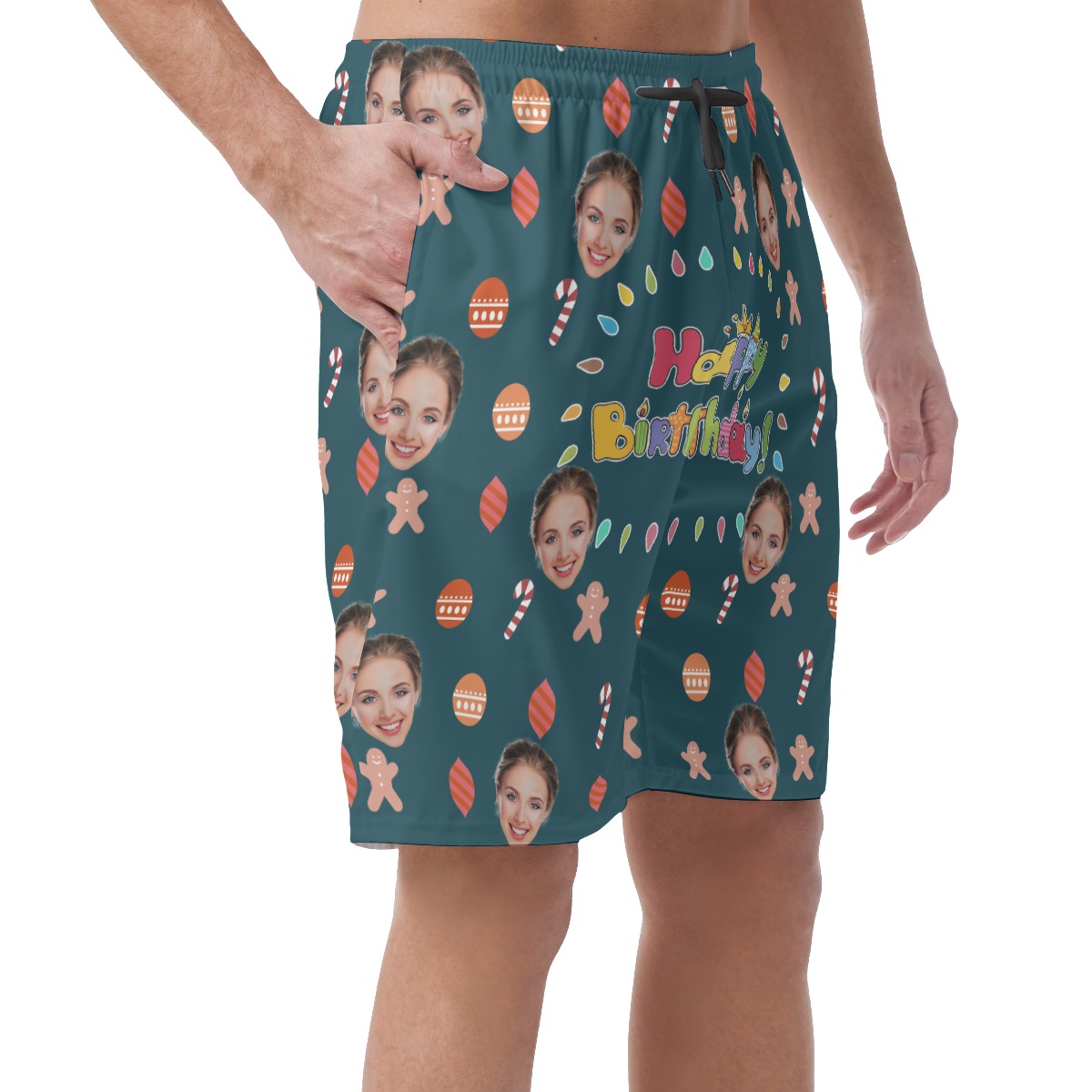 Funny Custom Face Happy Birthday Hawaiian Summer Shorts For Men
