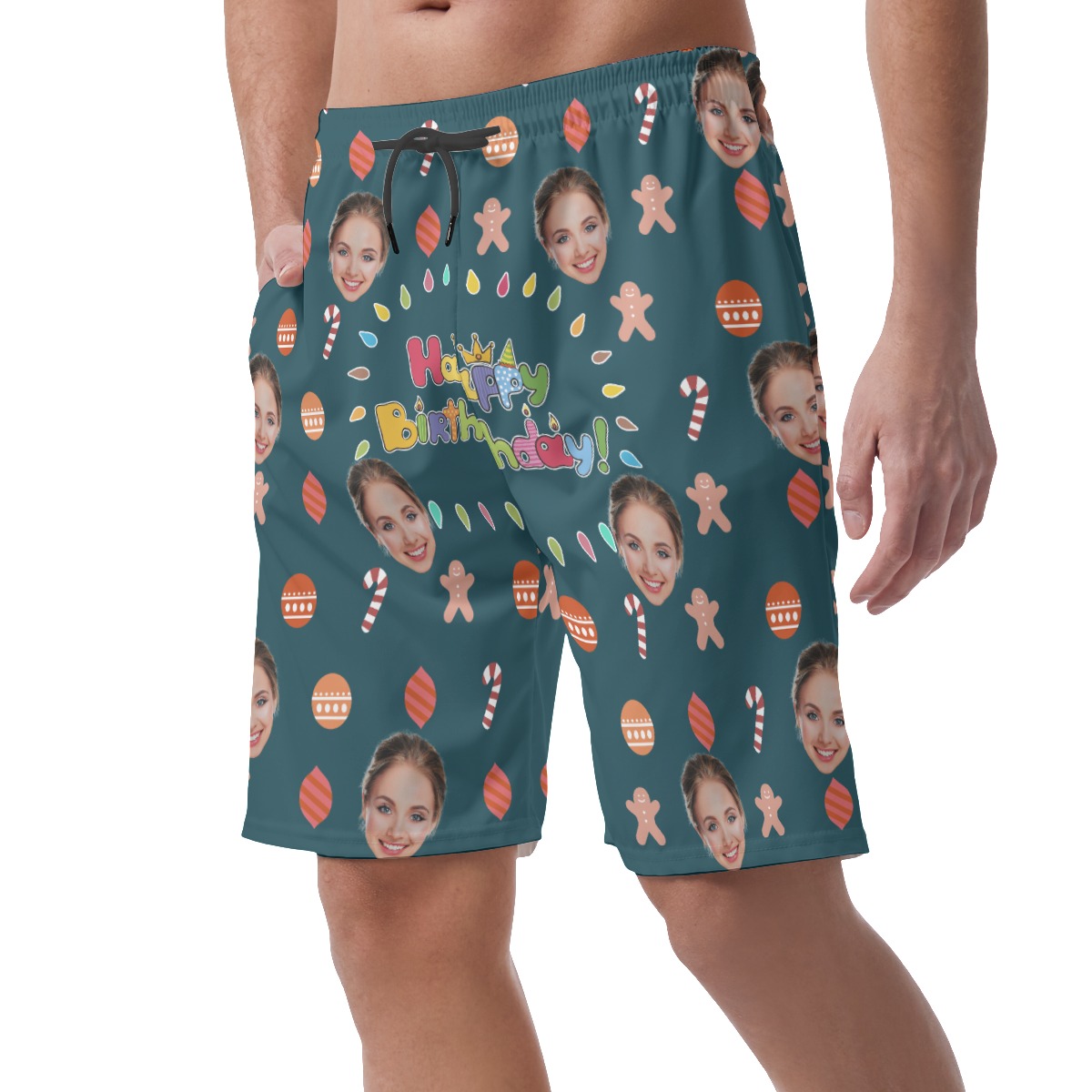 Funny Custom Face Happy Birthday Hawaiian Summer Shorts For Men