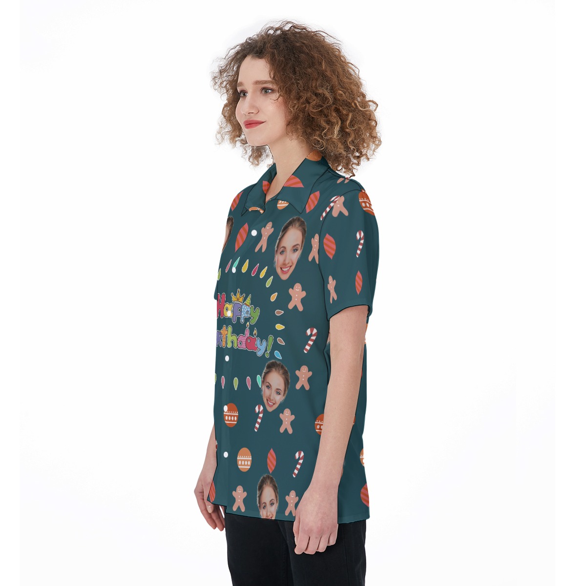 Funny Customized Birthday Women's Hawaiian Shirt With Face