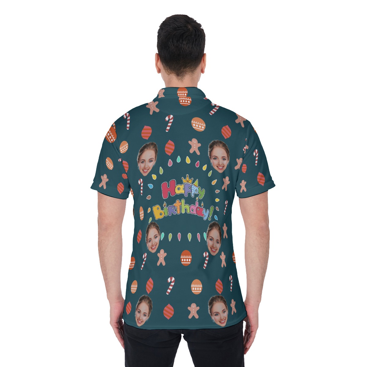 Funny Custom Face Birthday Hawaiian Polo Shirt For Men