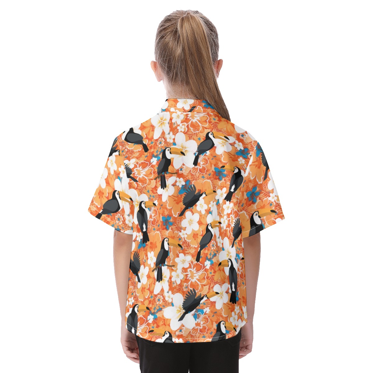 Cute Toucan Floral Aloha Shirt For Kids