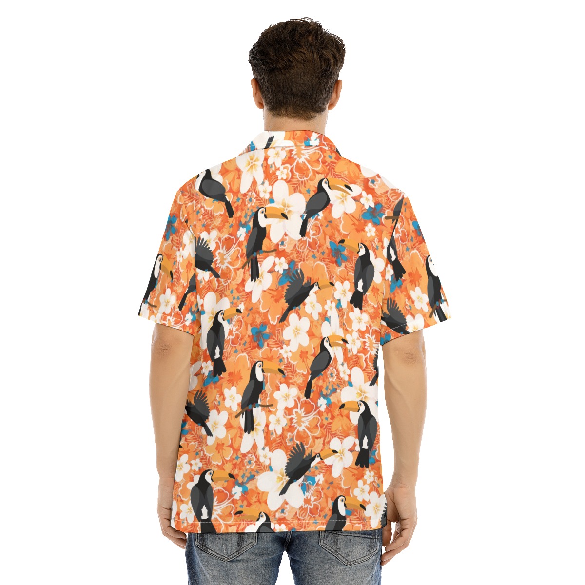 Floral Toucan Orange Men's Hawaiian Shirt