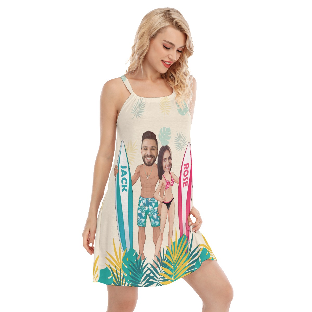 Unique Custom Matching Couple Cami Dress For Beach Vacation