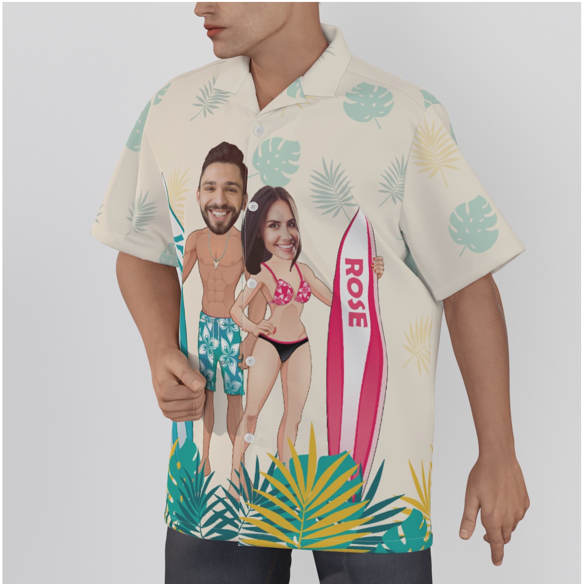 Funny Personalized Face And Name Hawaiian Shirt For Couples