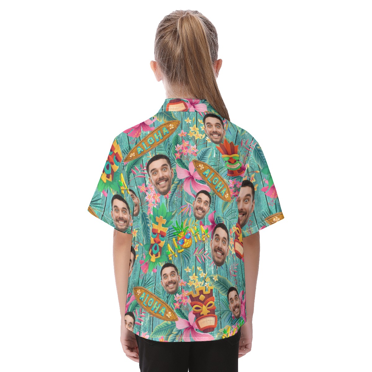 Cute Custom Face Vintage Tiki Hawaiian Shirt For Kids