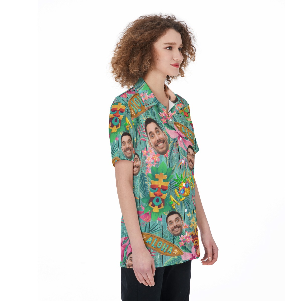 Vintage Tiki Custom Face Aloha Shirt For Women